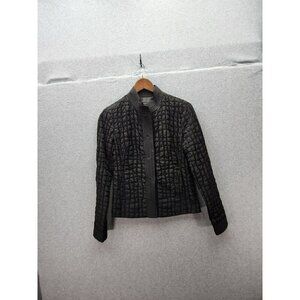 Samuel Dong Womens Black Quilted Jacket Size S Button Closure Made In China